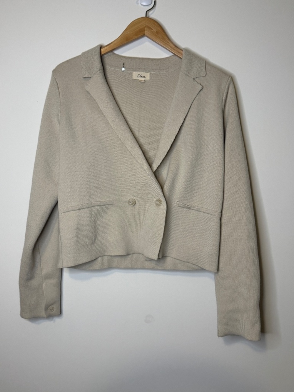 Elan Knit Blazer / Rocky Blazer Sweater Jacket-Cream/Tan-Size S
